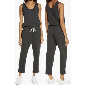 Zella Gwen Sleeveless Knit drawstring Romper Jumpsuit Size Large Gray‎